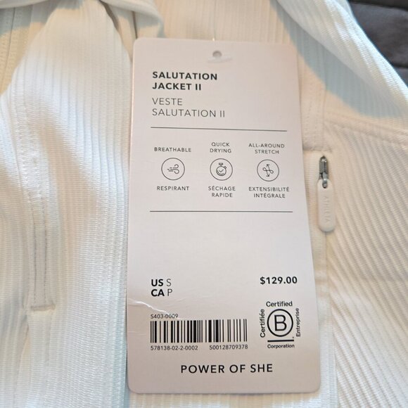 NWT Athleta Salutation Jacket Ribbed 2.0 - S White - Picture 7 of 8
